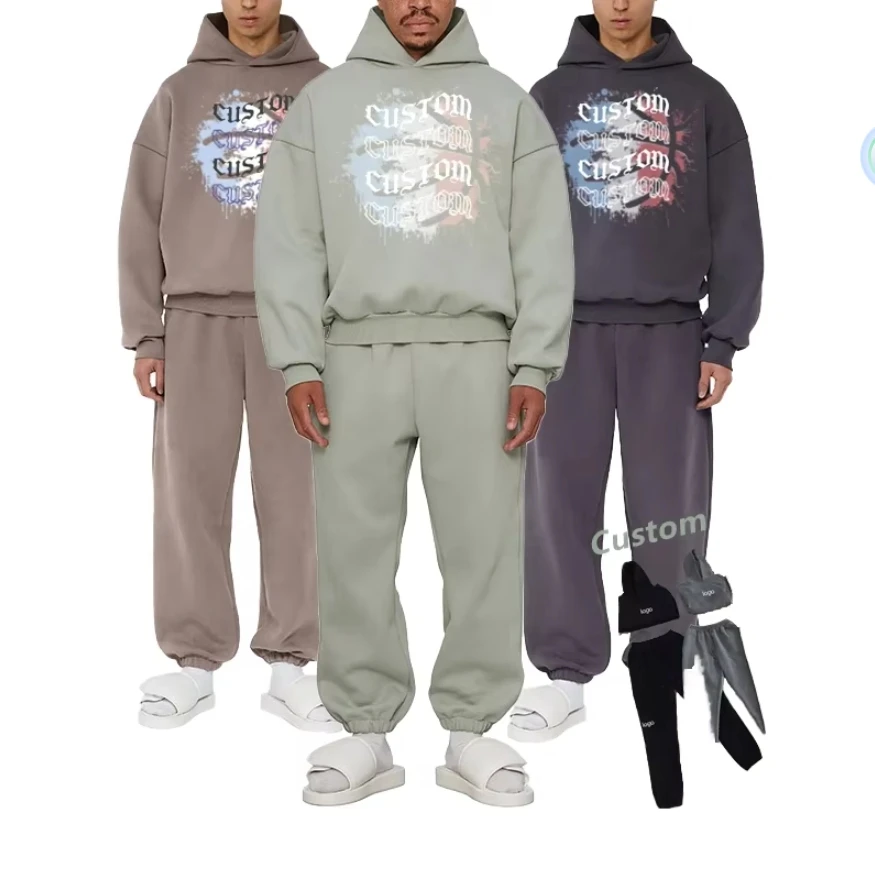 Custom Tech Fleece Tracksuit Two Piece Plain Sweatshirt Unisex Cotton Tracksuit Sweatpants and Hoodie Sets