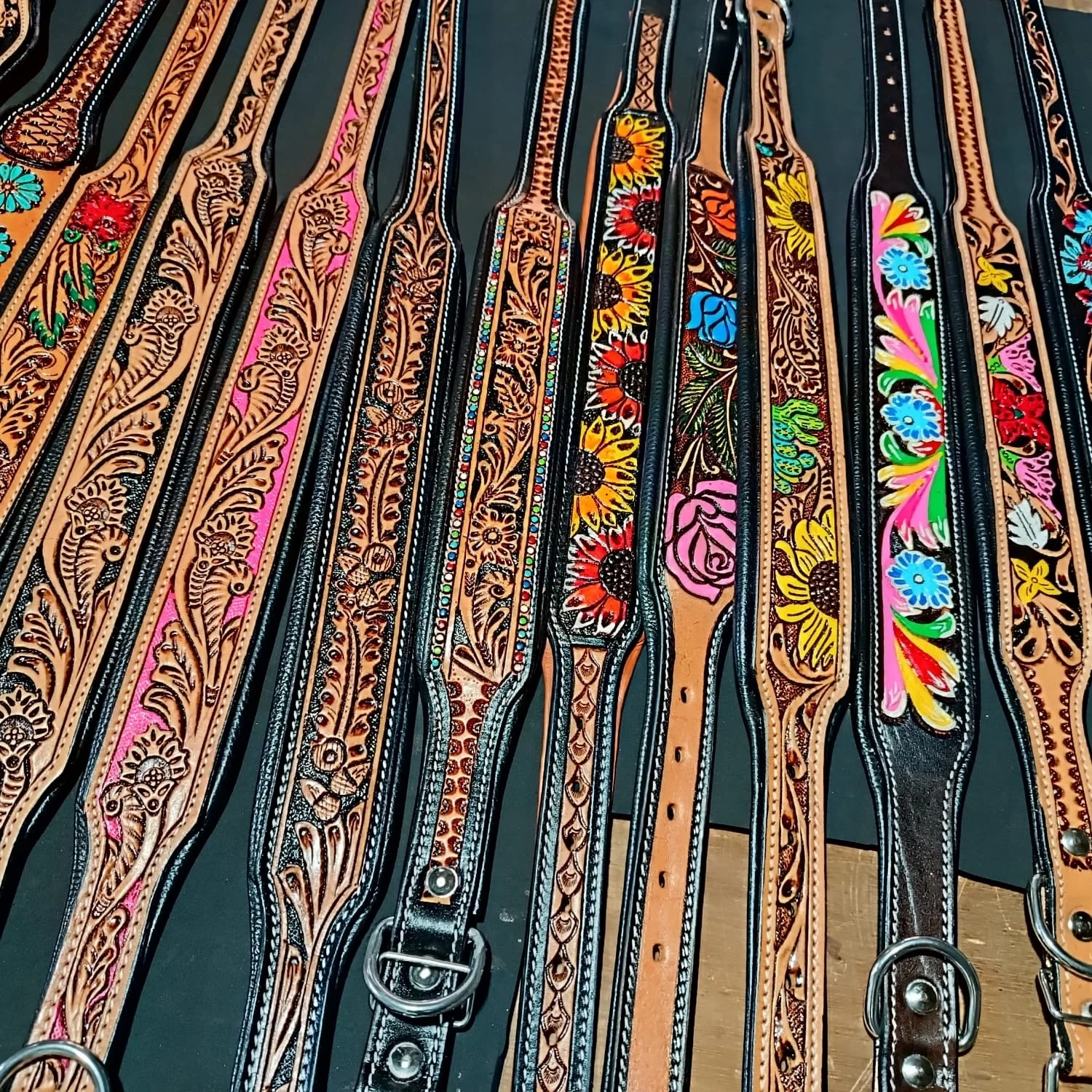 Top Trending Western Style Cowhide Leather Soft Padded Beaded Dog