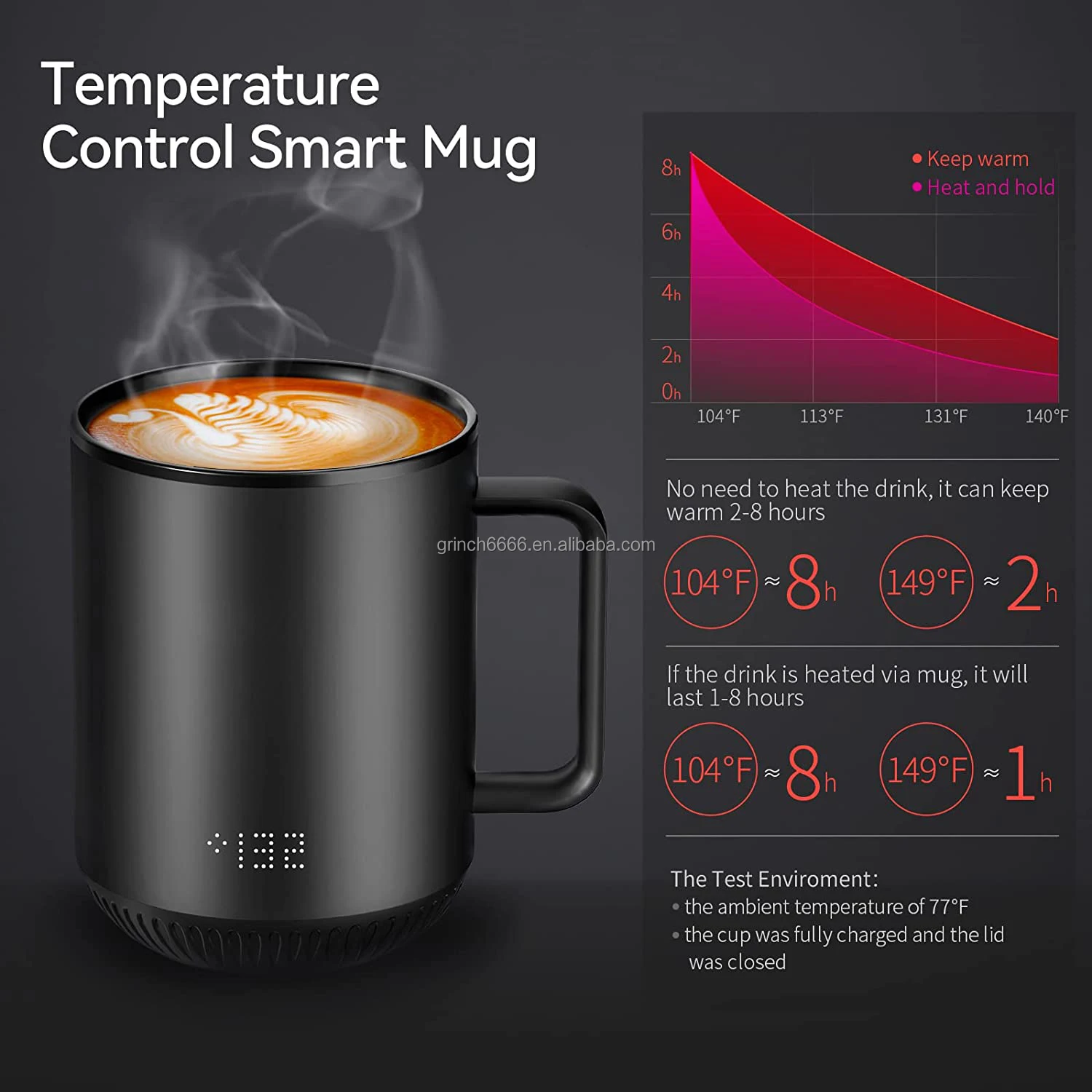 Temperature Control Smart Mug Coffee Self Heating Ceramic Coffee Mug