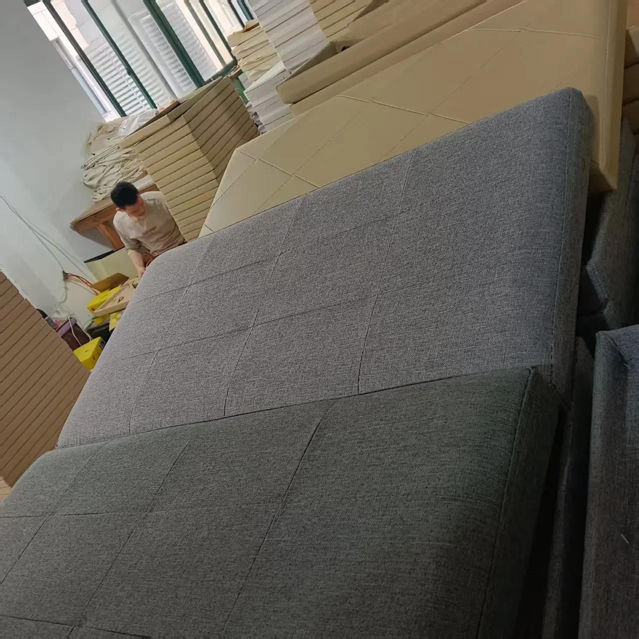 Folding Storage Ottoman Bench Custom Rectangular Black PU Leather Bedroom Modern Design Caishi High-quality Customizable details