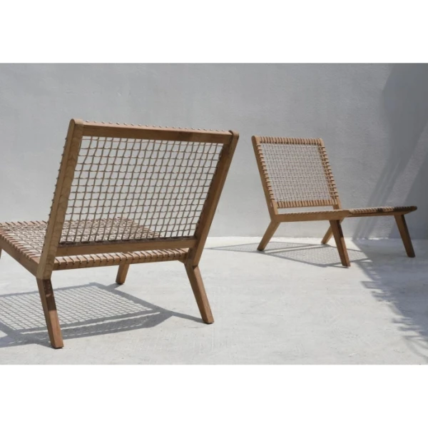 deck chair lounge teak wood maldives with rattan