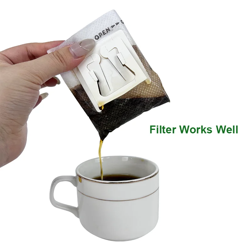 Biodegradable/Compostable Portable Hanging Ear Drip Coffee/Tea Filter Bags for Home/Office/Travel