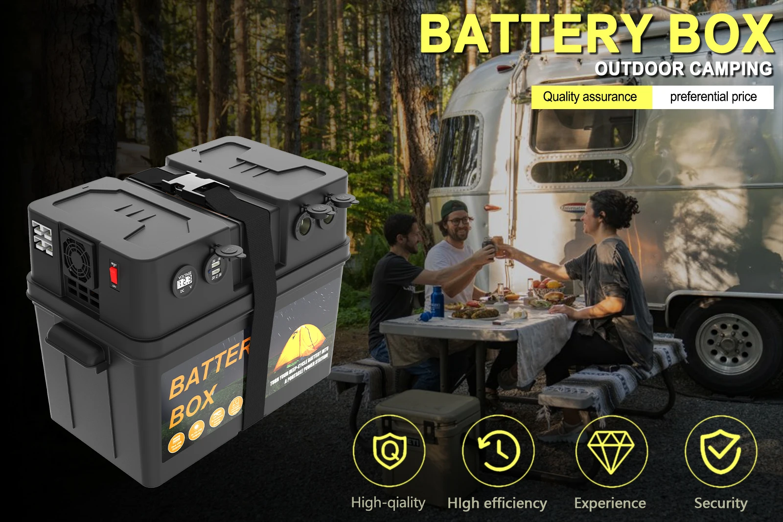 Custom Portable Solar Charge 12V Camping Battery Box 500W Inverter New Design Overload Electronics Instrument Enclosure