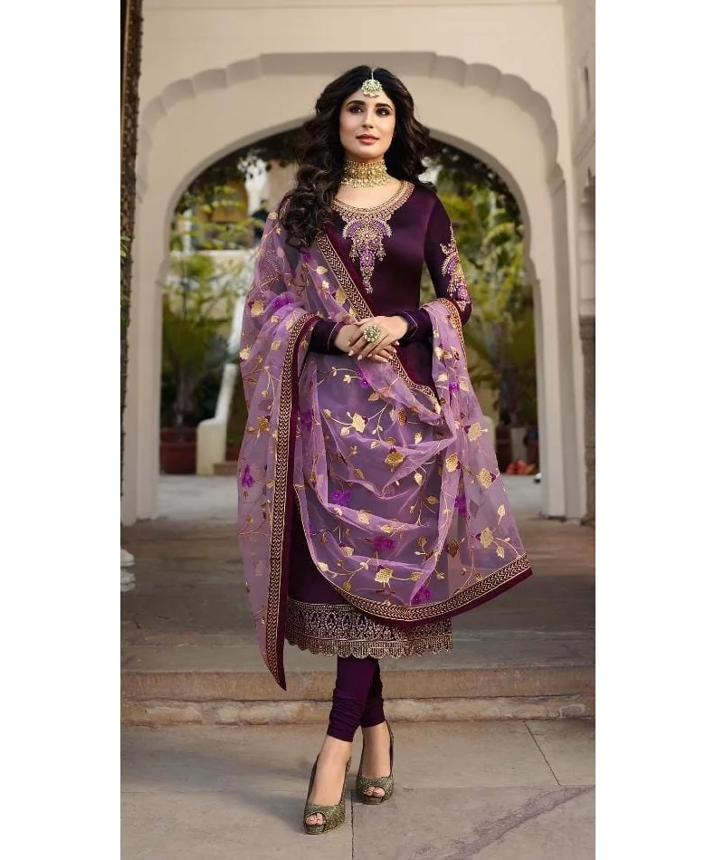 Stola Sciarpa Indiana Dupatta Anarkali Sari – Rossa Con Ricami E Paillettes – Elegante E Etnico