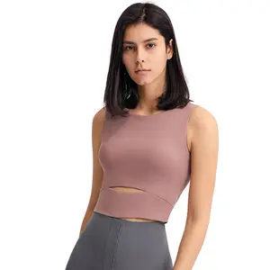 Hot Sale New Women Running Pure Yoga Workout Tank Top Crop Top With Bra Ladies Sleeveless Sexy Yoga Bra Tank Top