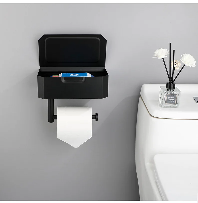 304 Stainless Steel Brushed Wet Wipes Toilet Paper Holder With Shelf