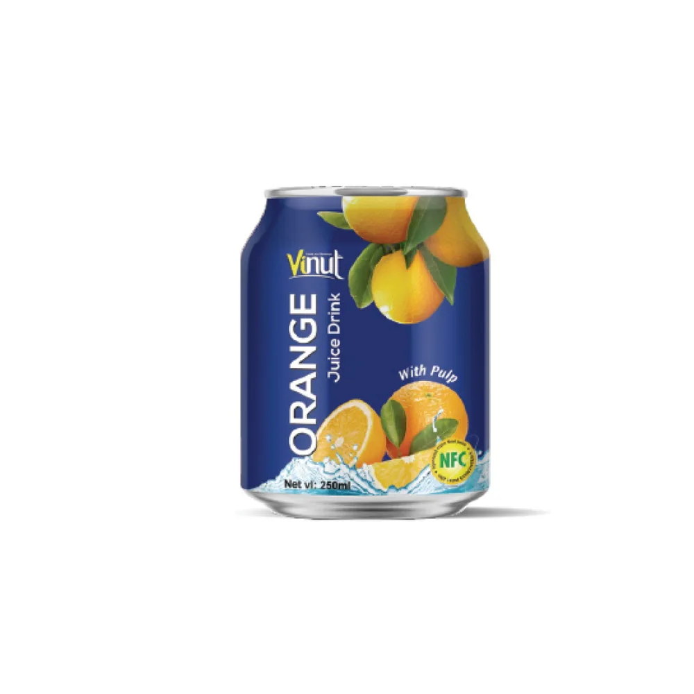 250ml Canned Vinut Orange Juice Drink with Pulp Pure Healthy