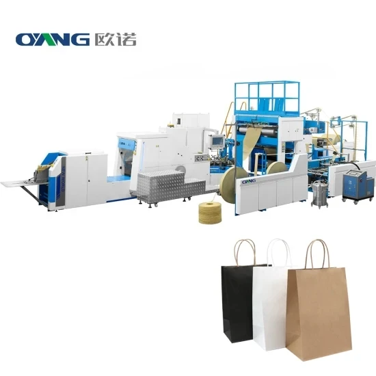 Ounuo New Design Fully-automatic square Bottom Twisted Paper Rope Handle Making Machine Paper Bag Making Machine