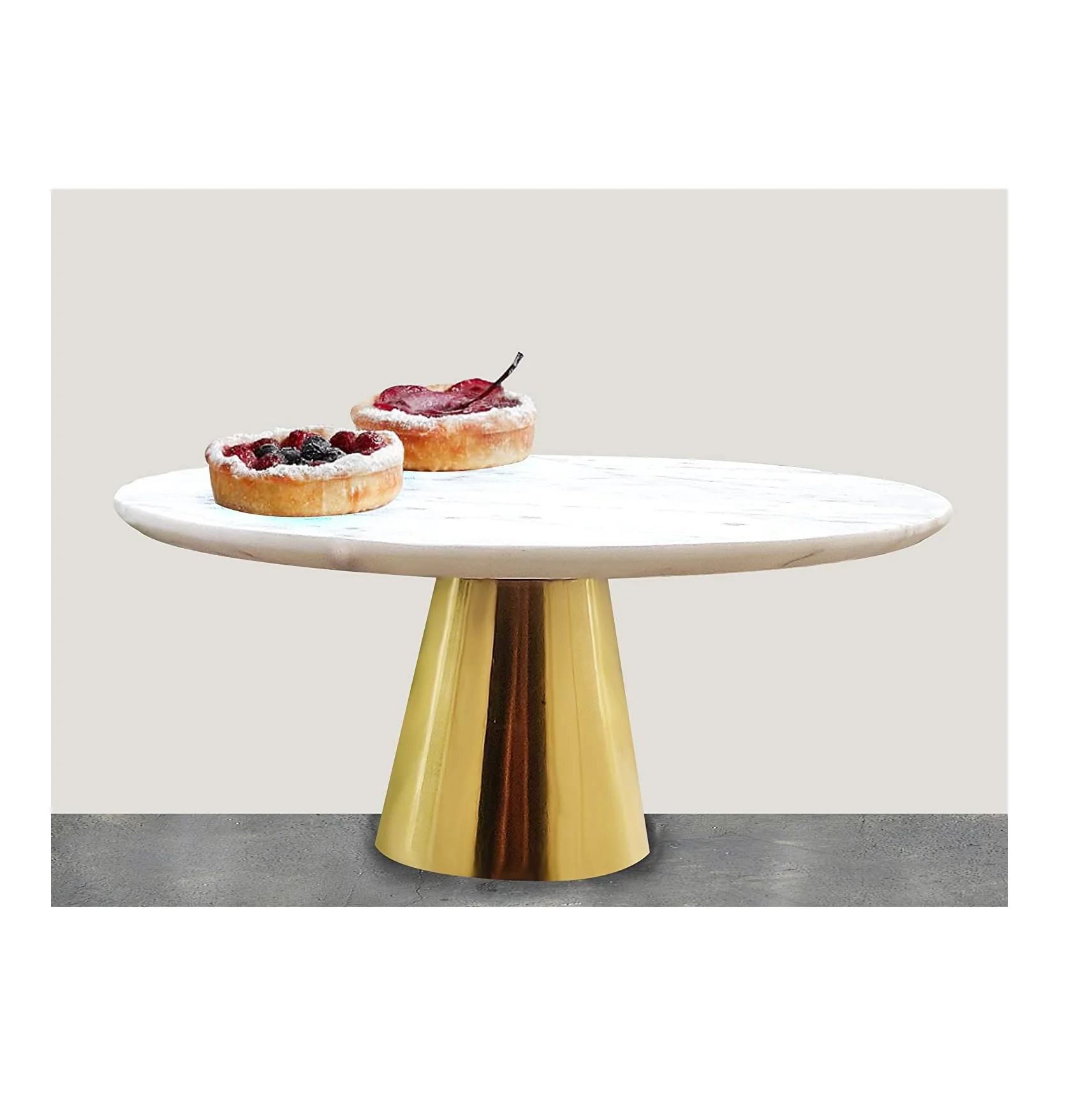 Alzata Per Torte In Marmo Naturale Cruiser's Caché, Base Oro, Diametro 22,9 Cm, Per Dolci E Buffet
