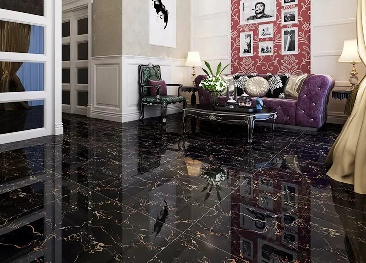 World Wave Super Black Ceramic Floor Tiles - Durable & Stylish