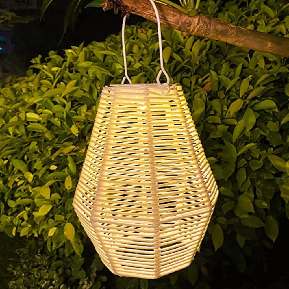 Home Styling Collection Bamboo Rattan Solar Lantern Garden Lamp Led ...