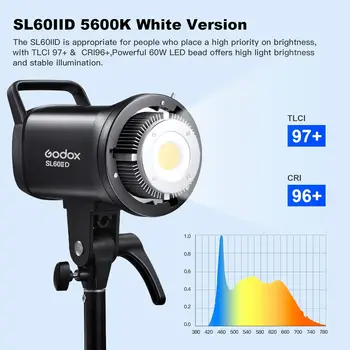 Godox SL60IID SL60W LED Video Light,60Ws White 5600K Version Continuous Output Lighting With Bowens Mount detail image