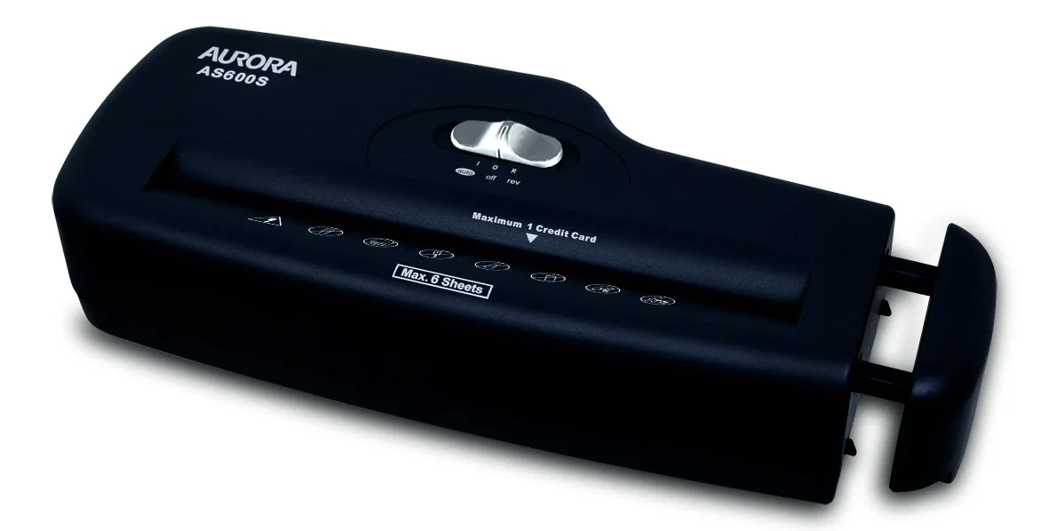 Aurora AS600S Plastic Paper Shredder, 6 sheet (A4) strip cut 7 mm