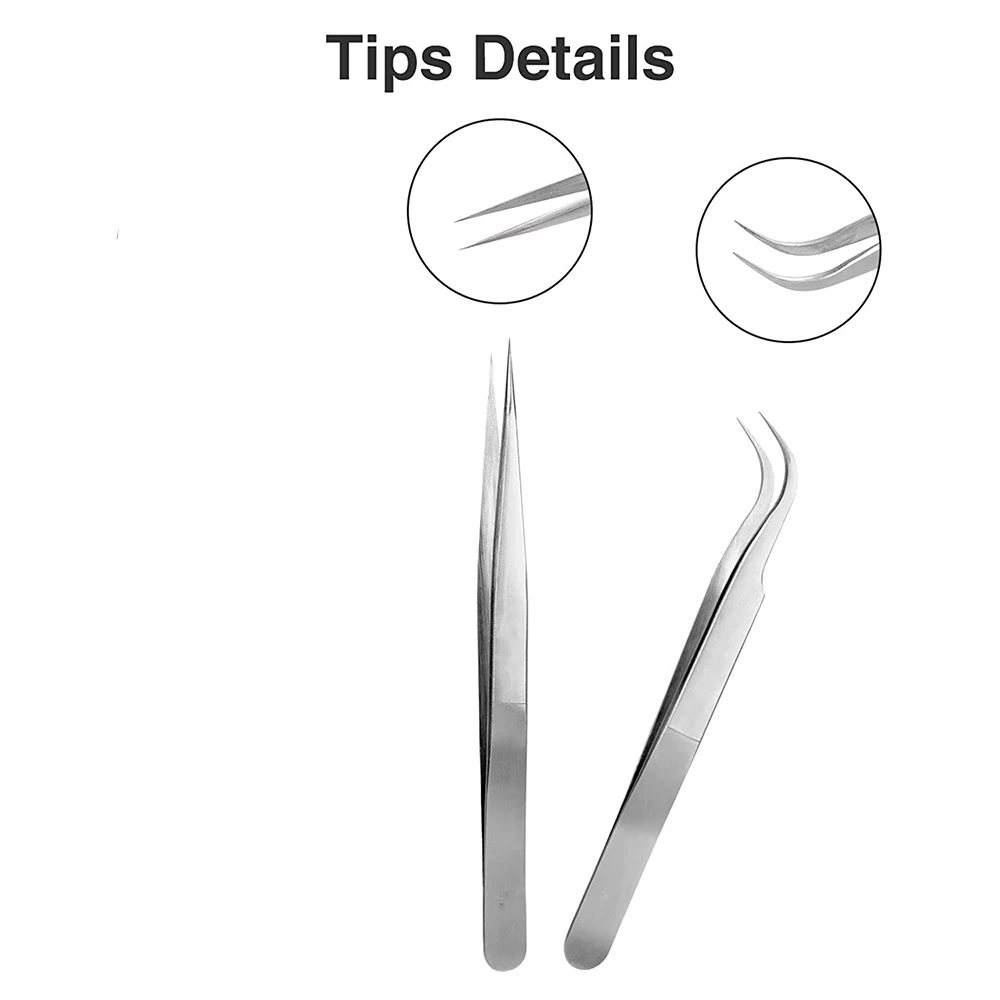 Beauty Salon Tweezers For Eyelash Extension Tweezers Set Straight Pointed Tip 5.0" Beauty Care