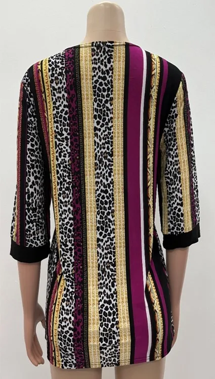 Bejeweled Tribal And Leopard Prints Top Mixed-colour Stretchable ...