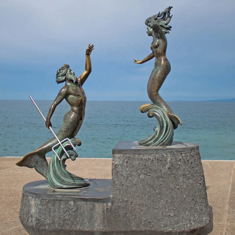 地球の屋外ガーデン等身大ブロンズ人魚シレナマグダレナ人魚像
