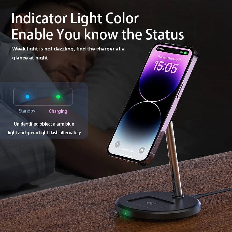 Neu eingetroffen: 15-Watt-2-in-1-Magnetladestation für den Schreibtisch, kompatibel mit iPhone 13, 14 und 15 Pro Max – tragbares kabelloses Ladegerät_voghion.com