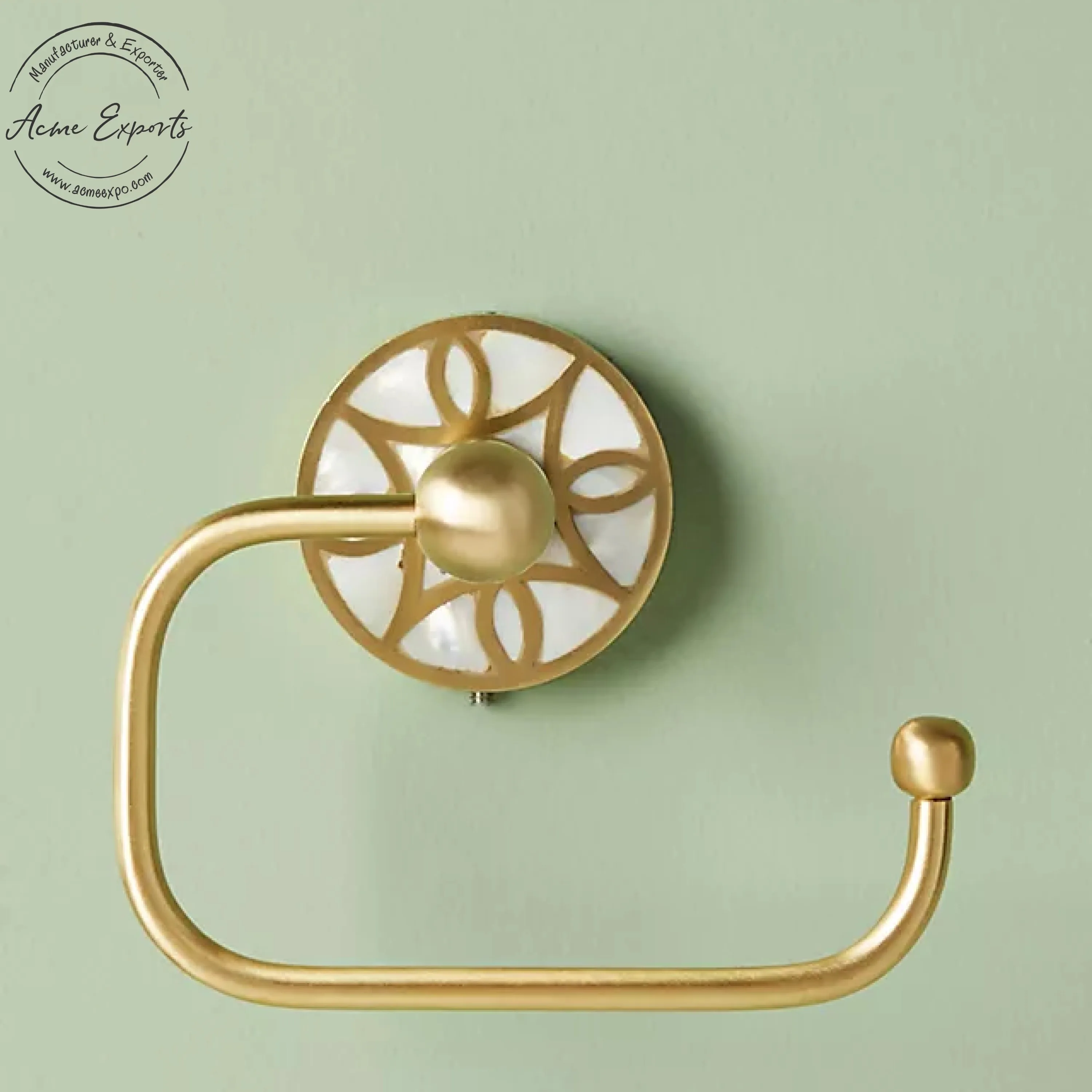 Porte-Rouleau De Papier Toilette Murale Doré - Laiton Doré Style Victorien - Avec Étagère