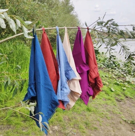 Ruffled Linen Tea Towels Customizable Kitchen Essentials