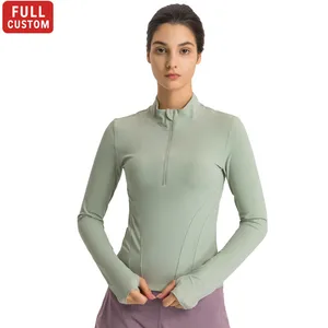 Women's Sport Zip Quarter Fitness Long Sleeves Yoga Top Women Long Sleeve Yoga Tops Pullover Yoga Top