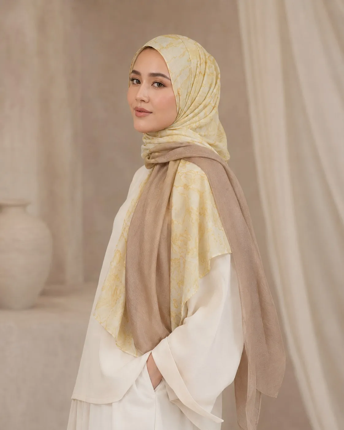 Custom Printed Modal Hijab Marble Print view 4