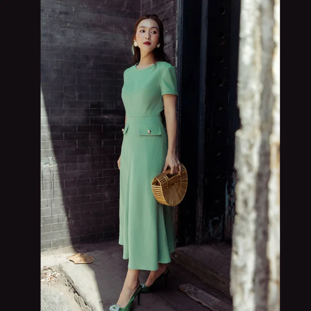 Spring Summer Office Pocket Flap Dress For Lady - Buy Long Flowy Summer ...