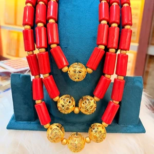 Vintage African Beads Copper Fashion Jewelry Set