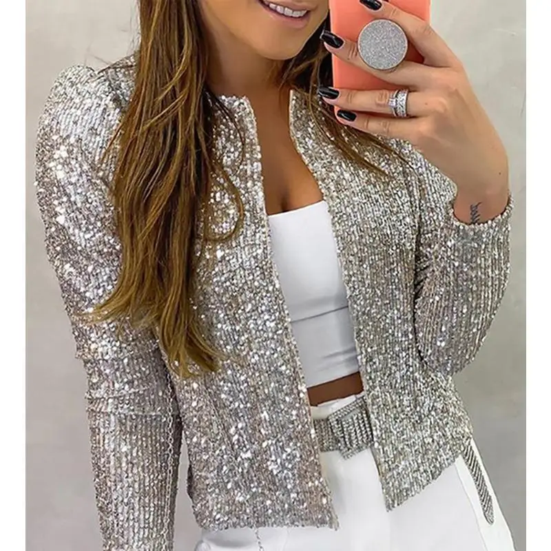 Custom Made Ladies Glitter Jackets Women Customize Color Glitter