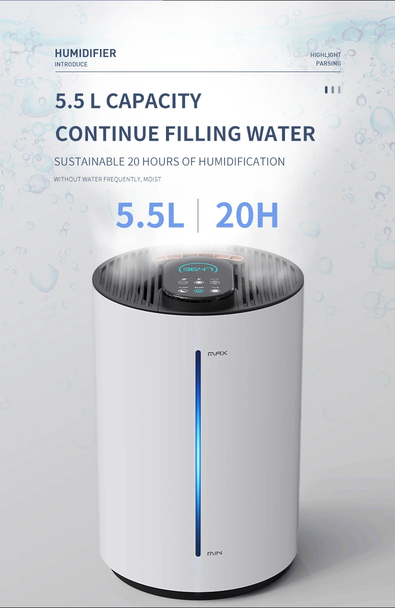 Custom 5.5l Large Capacity Water Tank Ultrasonic Cool Warm Mist Air ...