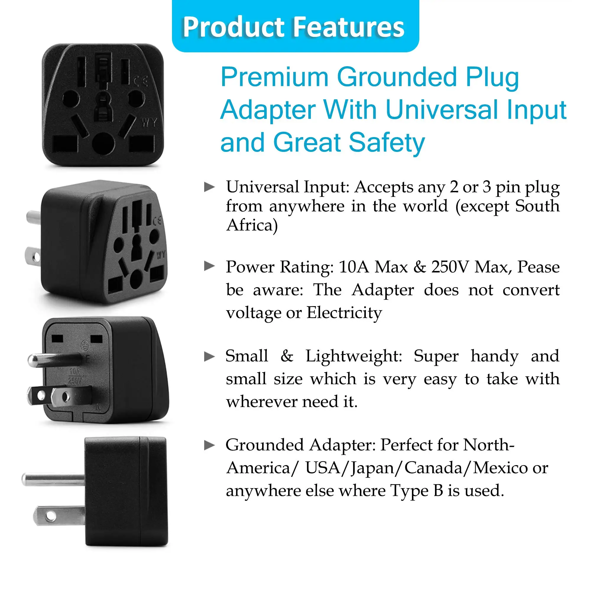 Premium Quality Us Travel Plug Adapter Europe To Us Travel Adaptor Pin ...