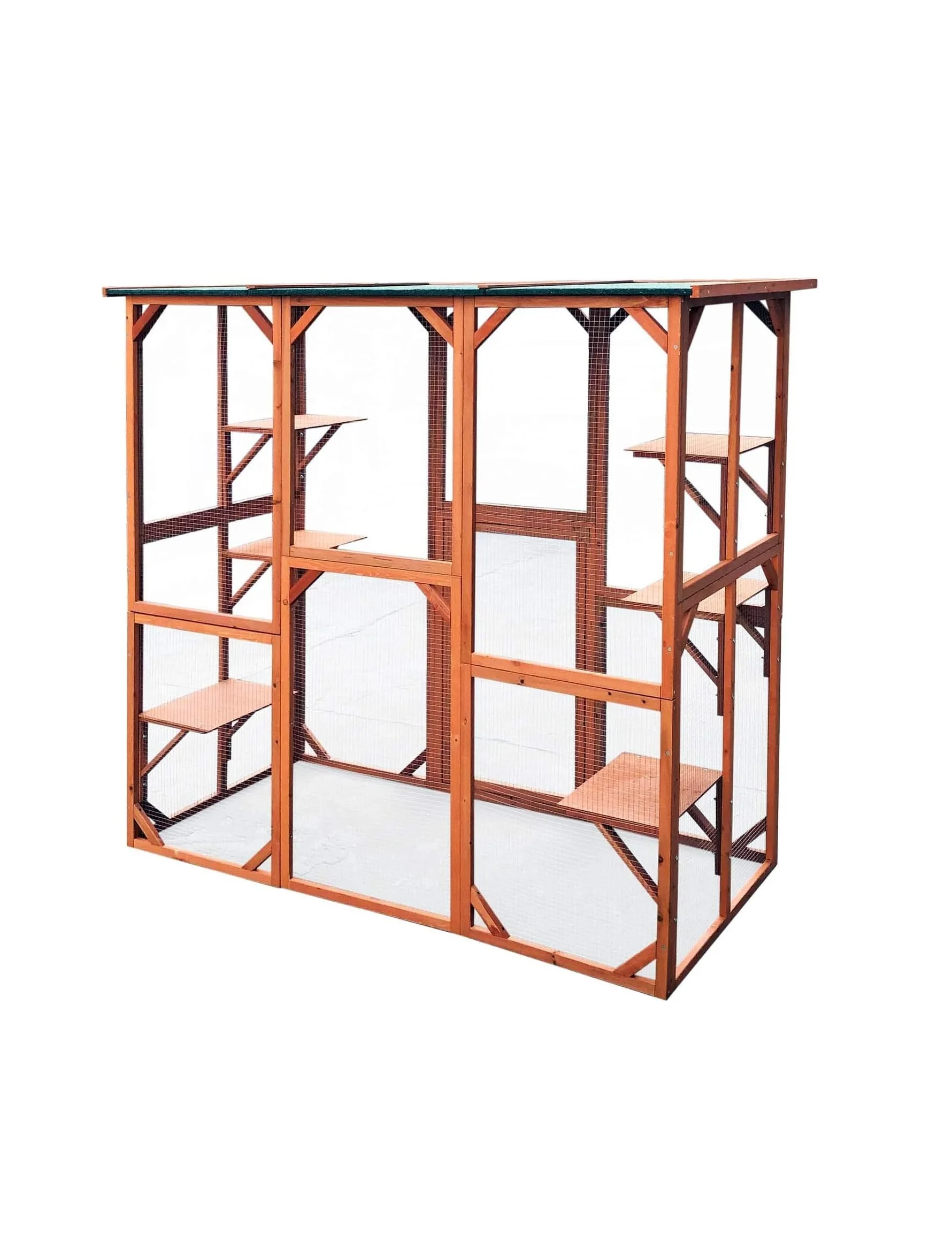 Outdoor Cat House Big Catio Wooden Feral Cat Shelter Enclosure With 6