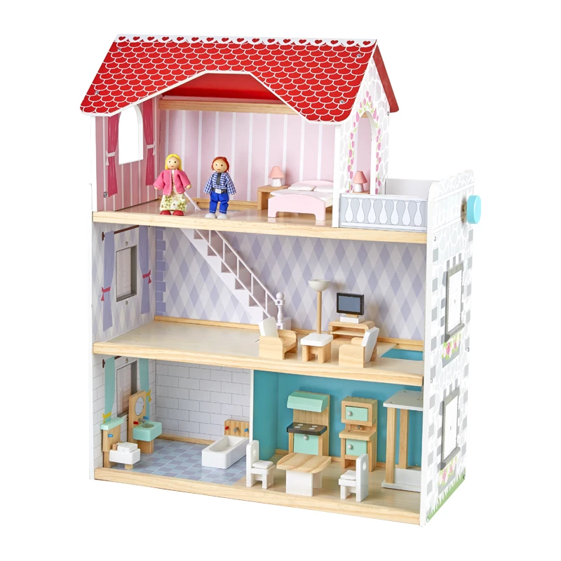 Grande casa delle bambole piani grandi bambini in legno fingono di  giocare di ruolo in legno mobili per la casa delle bambole giocattoli per  bambini