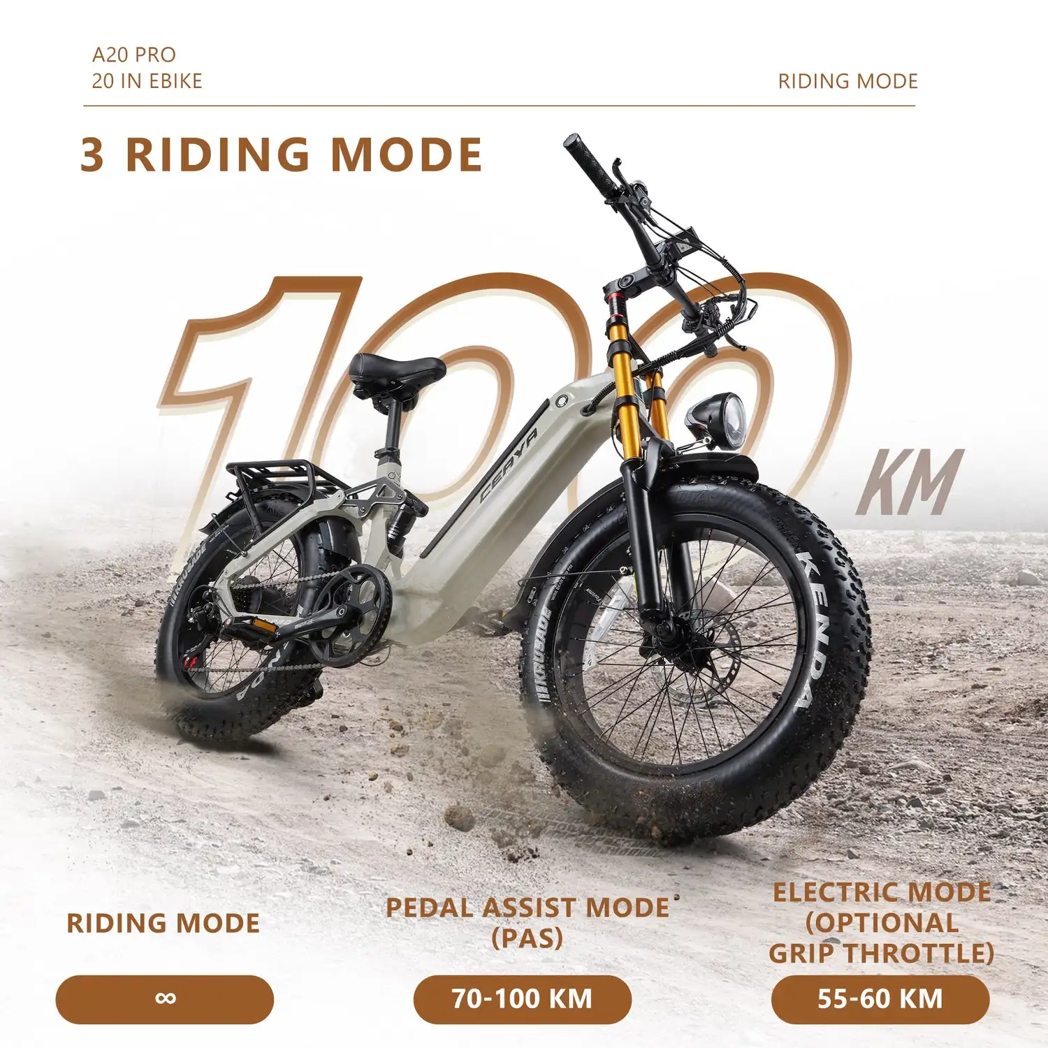 CEAYA A20PRO Electric Bike 48v 20Ah Lithium Battery Grey Option with Hydraulic Disc Brakes Aluminum Alloy Frame