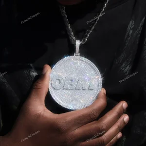 High Quality Custom Unisex Hip Hop Charm Jewelry Gold Plated Moissanite Letter Disc Baguette Cut Pendant Party Occasions