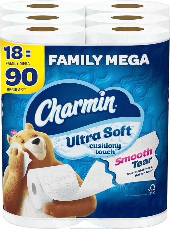 Charmin-ultra Soft Touch Toilet Paper,18 Family Mega Rolls = 90 Regular ...