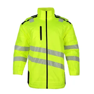 OEM High Visibility Yellow Waterproof Winter Coats Reflective Insulated Parka Winter Safety Jacket