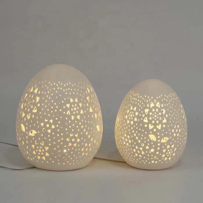 Spring Decorative Led Rechargeable Egg Light Easter Led Light Ceramic Egg