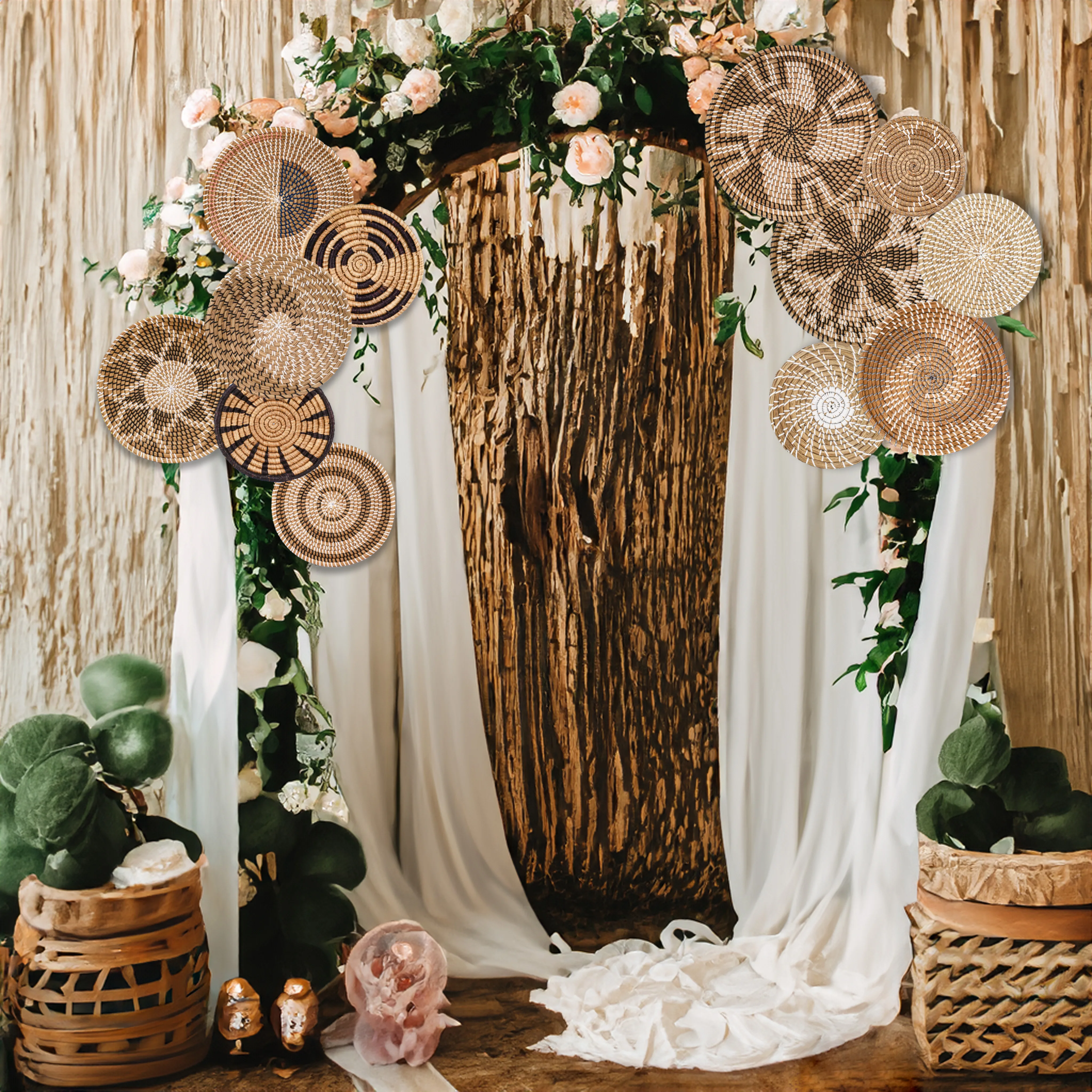 Hot sales Vietnam Manufacturer Boho wall decoration basket Seagrass