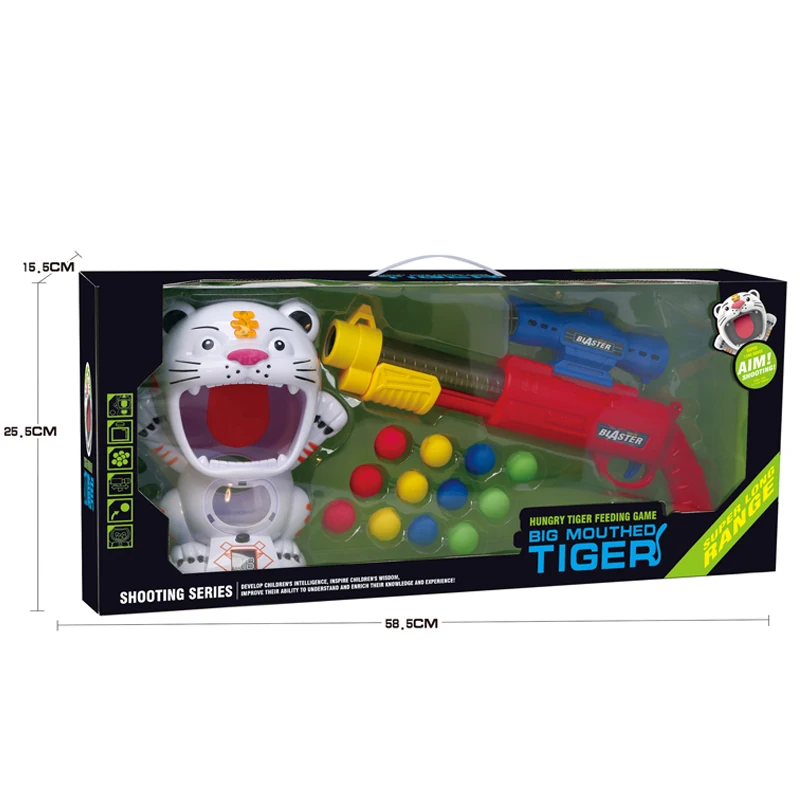 Soft Bullet Gun with Mouthing Tiger Shooting Game Toys Soft Foam Gun Toys for Boys and Girls
