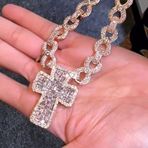 Moissanite Pendant Hip Hop 925 Sterling High Quality Customized Iced Out Platinum Plated Men's Pendant with Chain