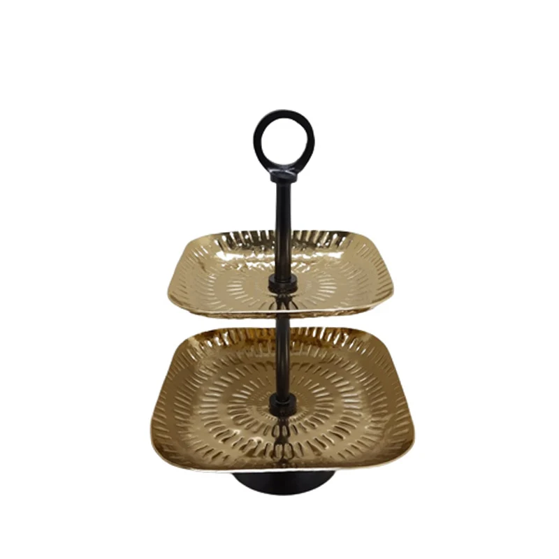 Mango Wood Latest Design 2 Tier Round Cake Stand With Folding Natural Colour Modern Style Tray for Event & Table Top Decoration