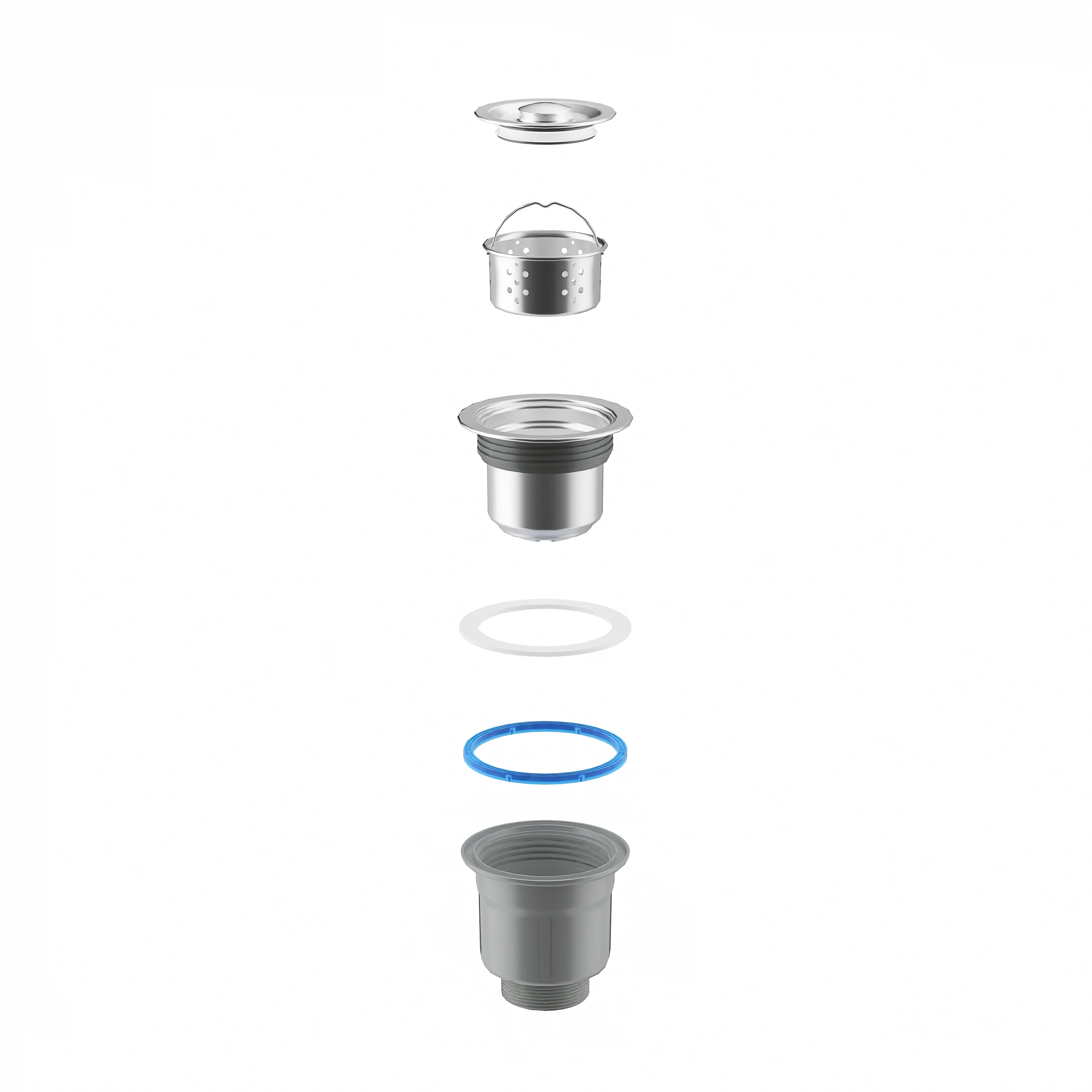 140mm kitchen stainless steel sink drainer outside pp plastic  strainer sink plug use global drainage system-1
