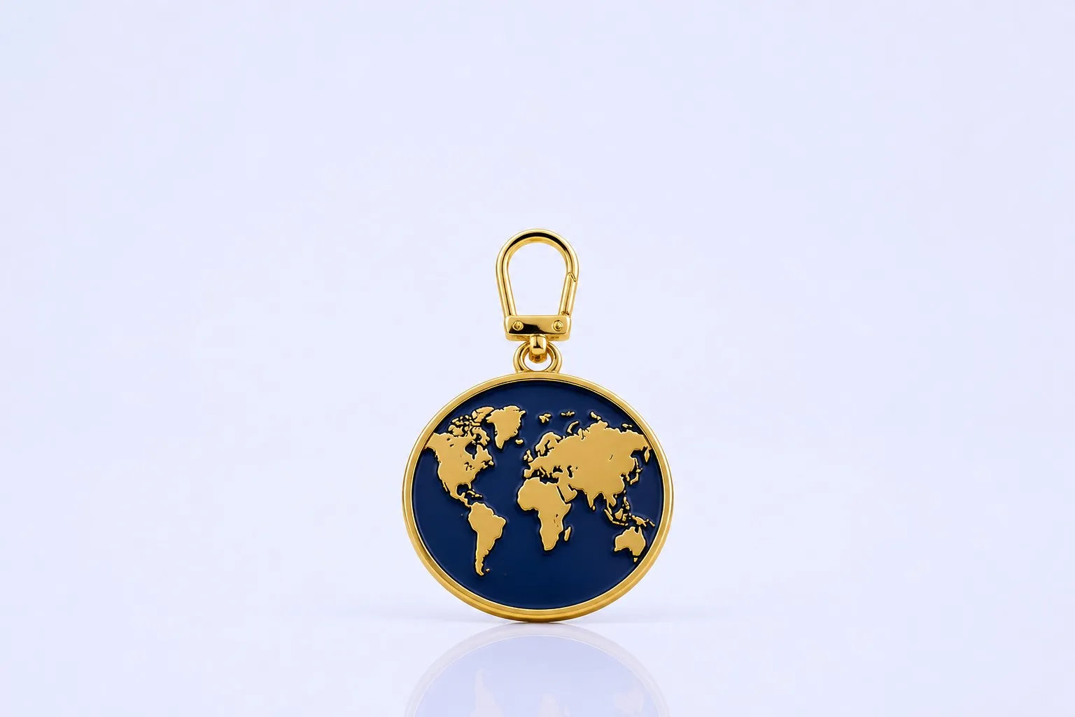 Baked paint keychain back face — polished gold metal base