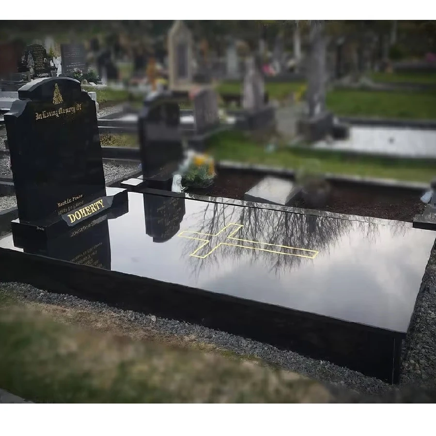 Modern Graphic Design 3D Model Funeral Headstone Wholesale Granite Tombstone with Cross Cemetery Monument