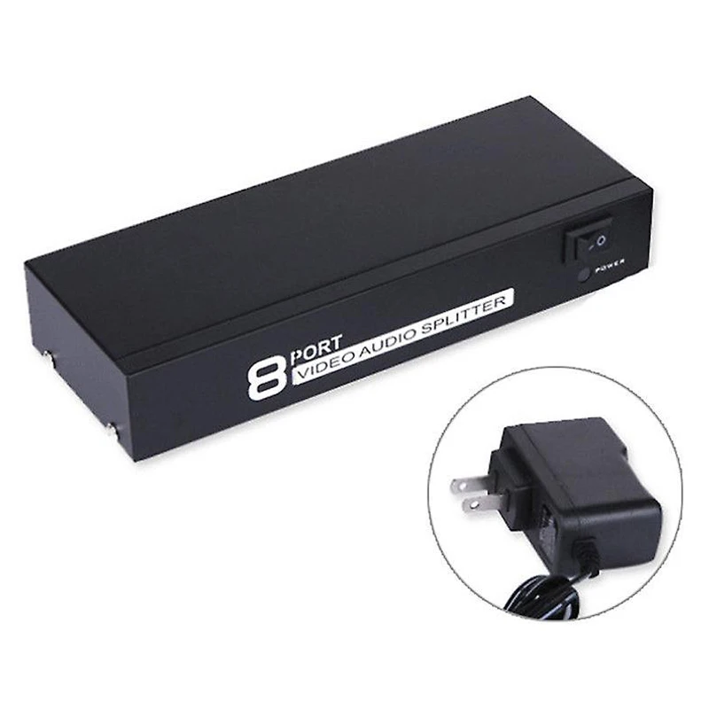 Rca Audio Video Splitter with Composite Cable - 8 Way Av Switch Box for Tv, Dvr, Dvd, Vcr, Gaming, Speakers, and More - 1 Input