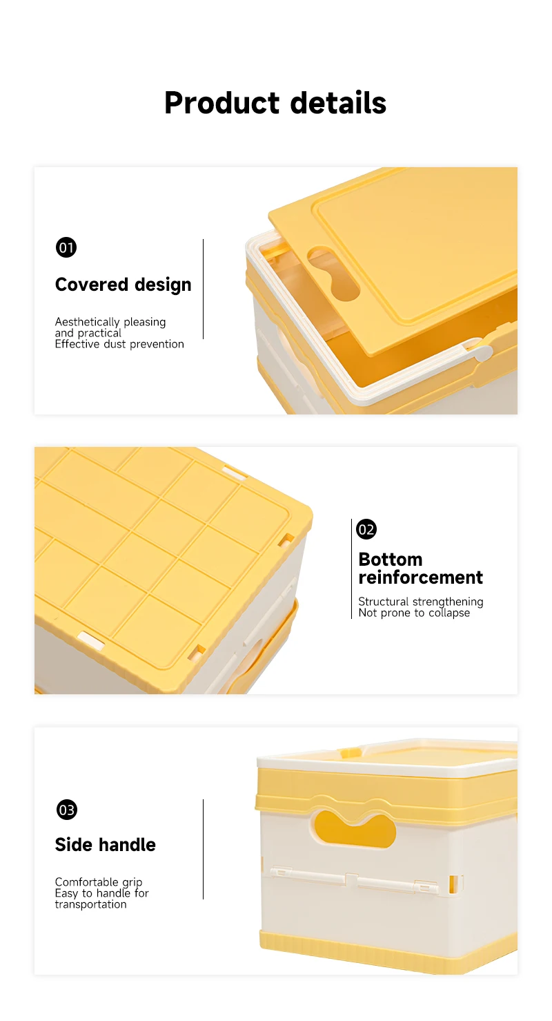 item no6009 new arrival factory household multipurpose durable reliable plastic folding storage box collapsible storage crate with lid-11