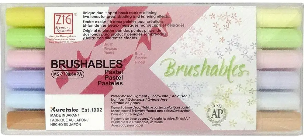 Kuretake ZIG памяти системы brushables 6 видов цветов комплект MS-7700/6VPA Сделано в Японии