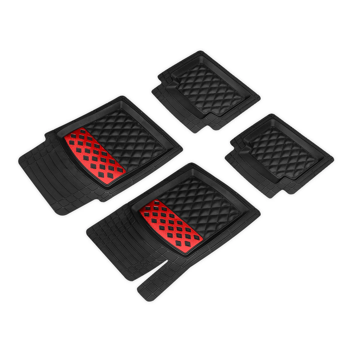 Universal Car Mat Rubber 5 Pieces High Quality Red Metal Heel Support