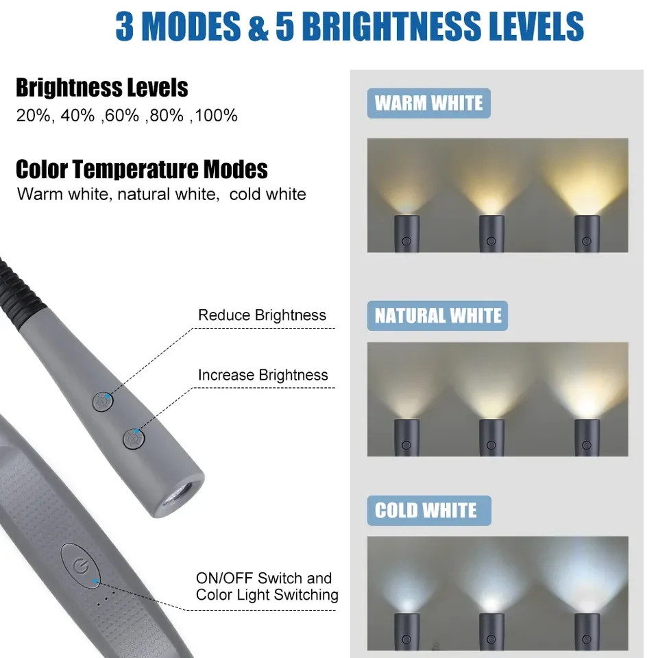 Hands Free Hug Neck Book Lamp Rechargeable Light Neck Portable Night