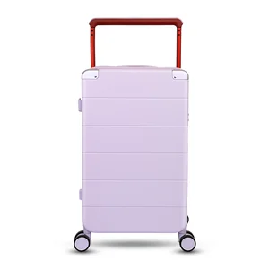 High Quality PC Luggage Candy Color Aluminum Trolley with USB Charging Factory Price Carry-On for Travel